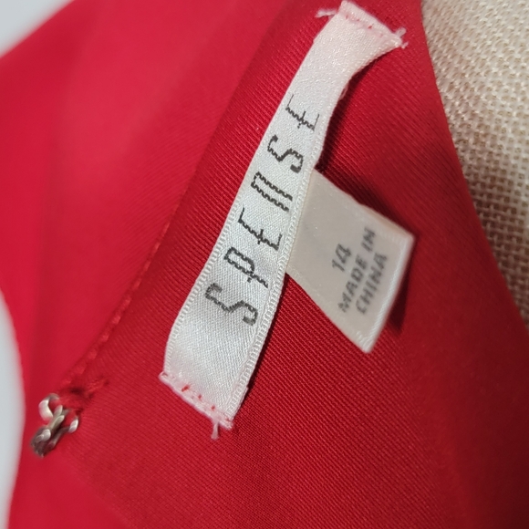 GORGEOUS!! Spense Red Box Pleat Dress with Rhinestone Neckline Size 14 - Picture 5 of 8